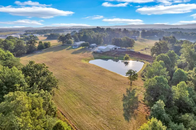 a view of a lake with mountains in the background