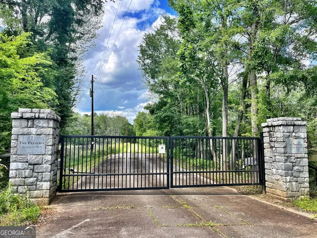 a view of a wrought iron fences