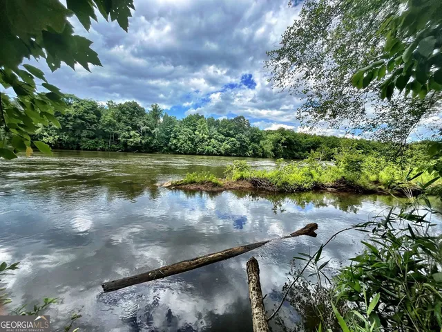 a view of a lake from a yard