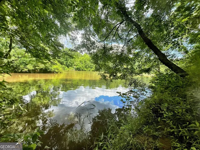 a view of a lake with houses in outdoor space