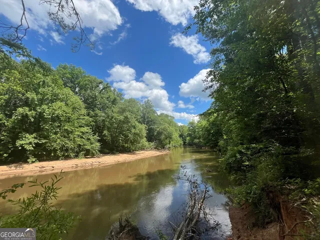 a view of a lake from a yard