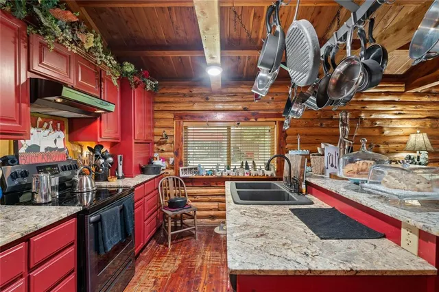 a kitchen with lots of counter top space