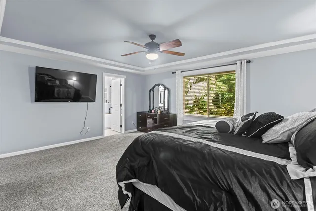 a bedroom with a bed tv and a window