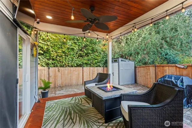 a view of a patio in the balcony