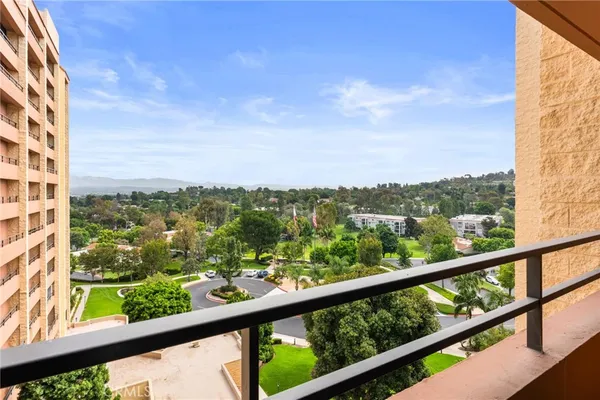 a view of a city from a balcony