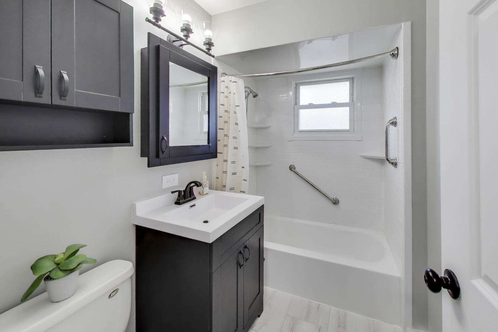 046 North Page Street Winfield, IL 60190 - Photo 15 of 32 a bathroom with a sink a mirror and a bathtub