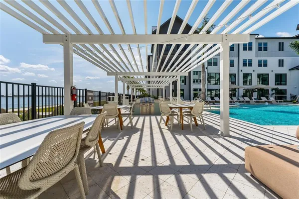 a view of balcony with seating space