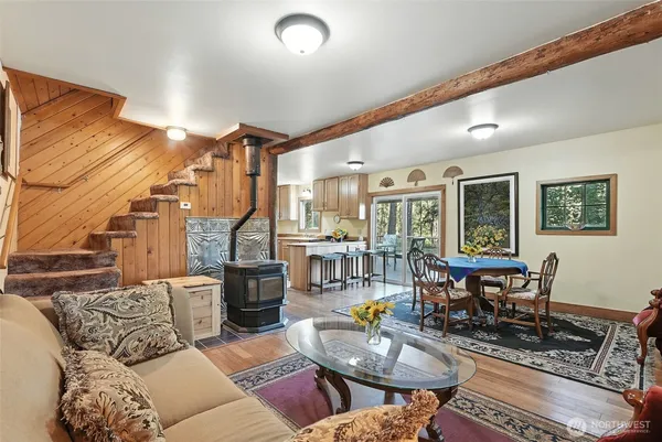 a living room with furniture