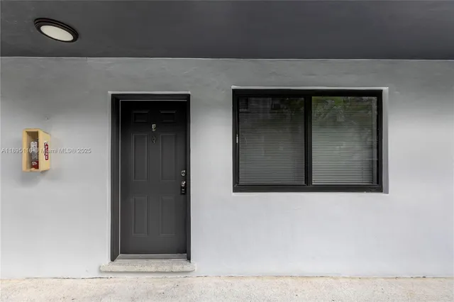 a view of a wooden door