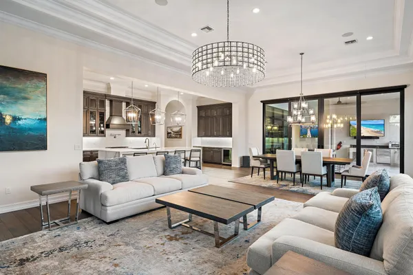 a view of a dining room and furniture window and outside view