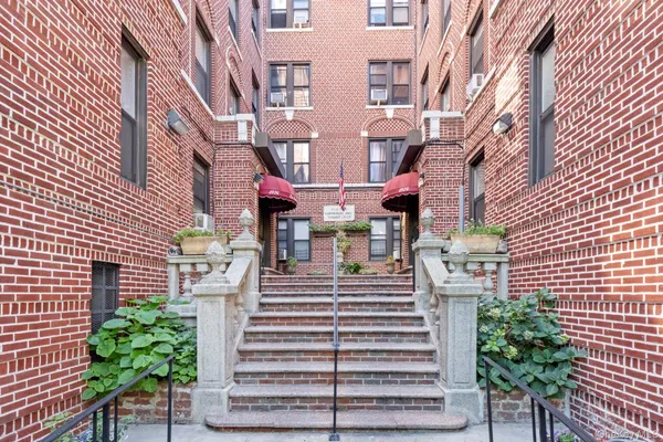 a front view of a building