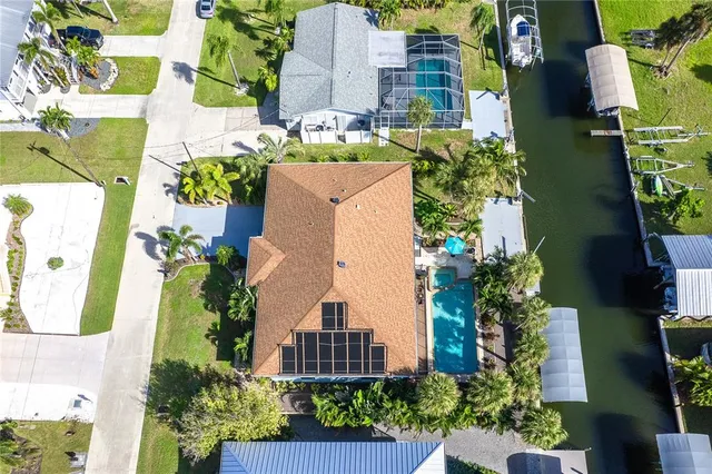 an aerial view of a house