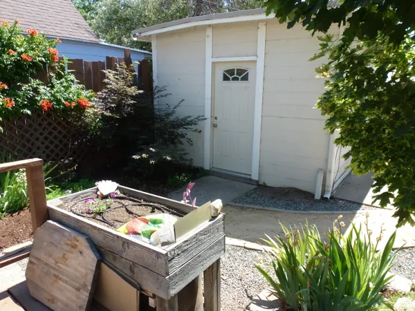 a outdoor view with a seating space