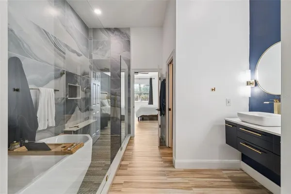 a bathroom with a shower