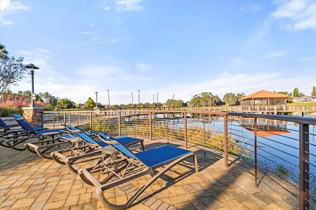 a view of a terrace with seating area