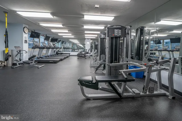 a view of a room with gym equipment