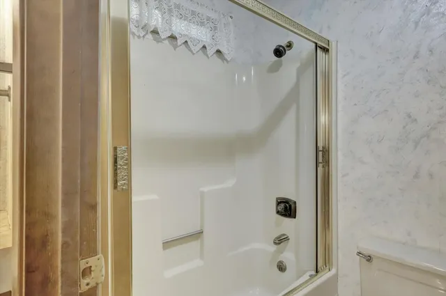 a bathroom with a bathtub