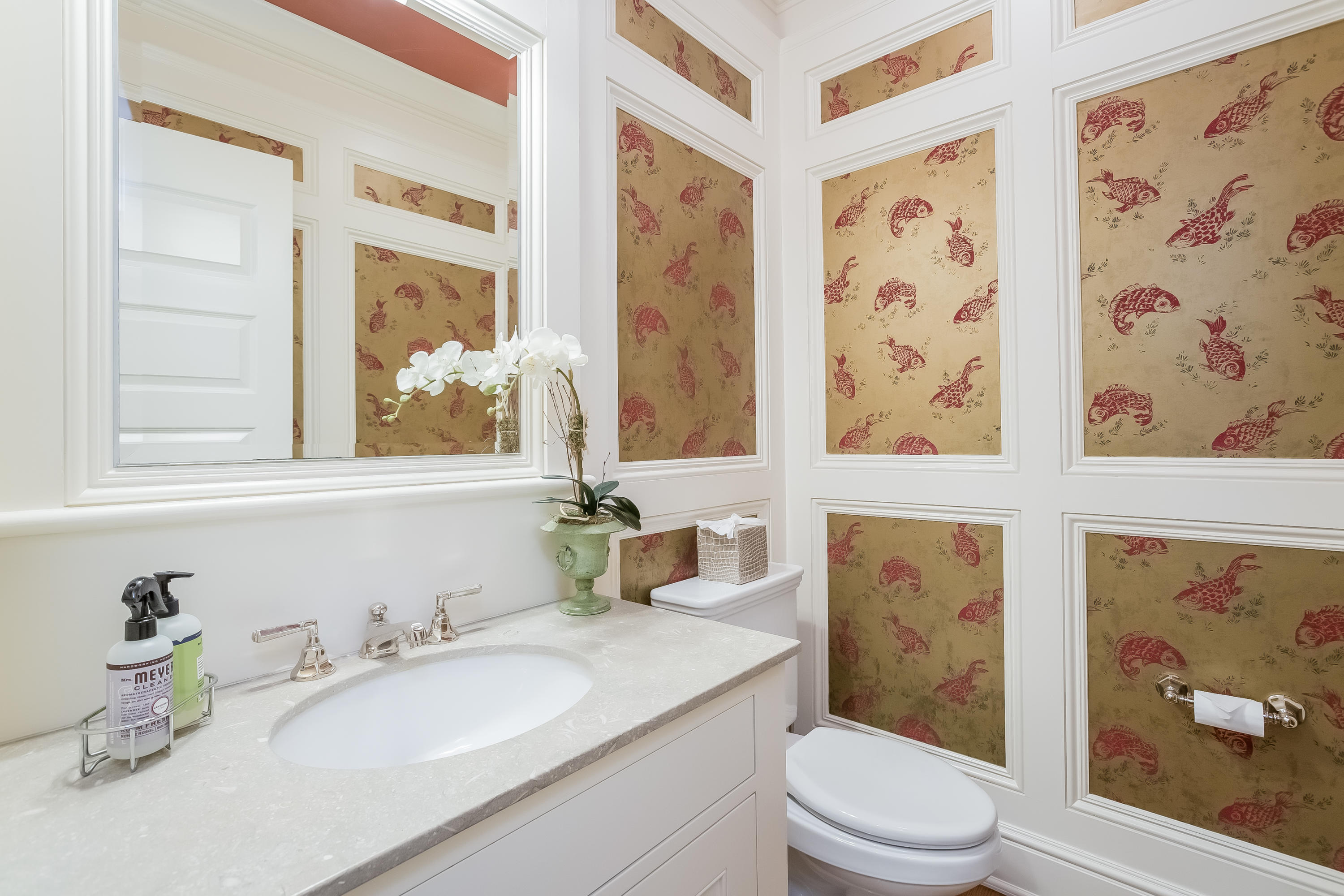 62 Stanton Road Darien, CT 06820 - Photo 8 of 52 a bathroom with a granite countertop sink a toilet and a mirror