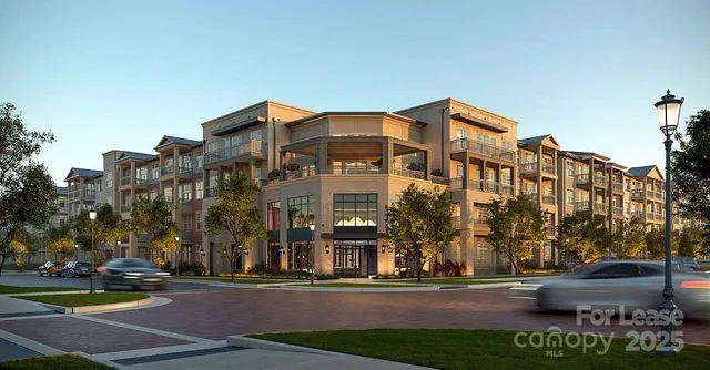 a front view of a building with street view