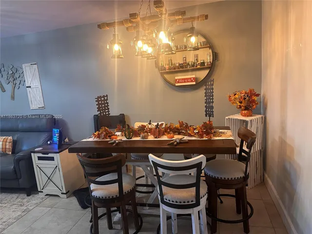 a table and chairs in a room