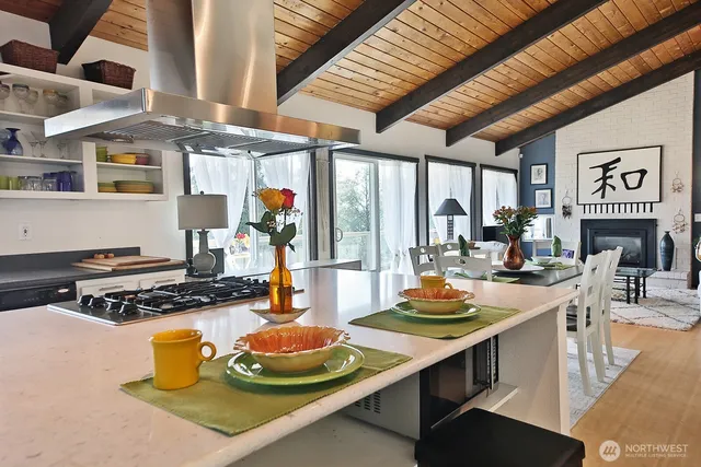 a table and chairs in a room