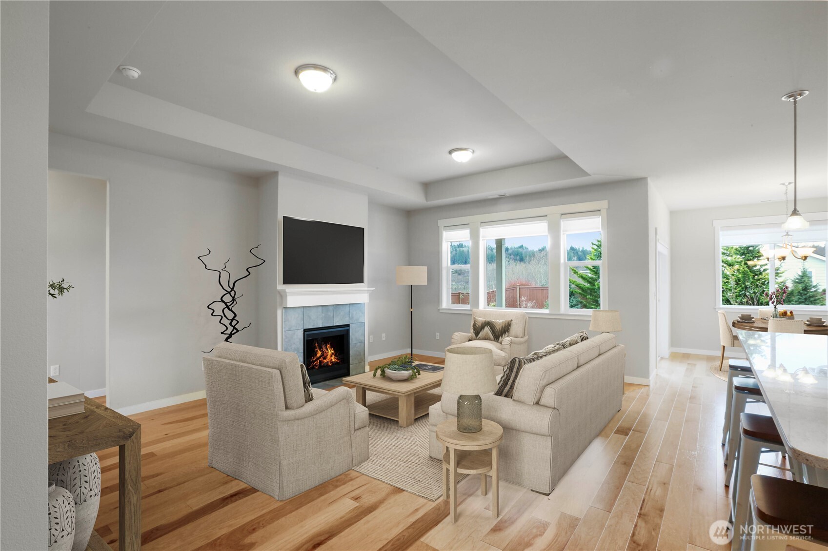 4192 McLaughlin Road Mount Vernon, WA 98273 - Photo 8 of 40 a living room with fireplace furniture and a flat screen tv