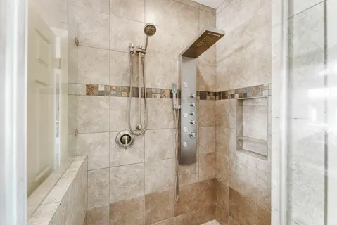 a bathroom with a shower