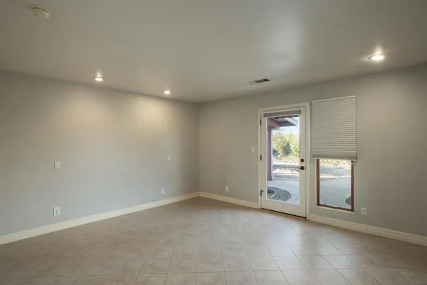 a view of an empty walk in closet