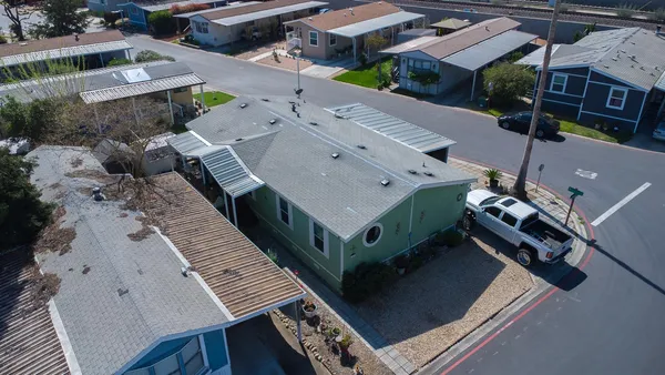 an aerial view of a house