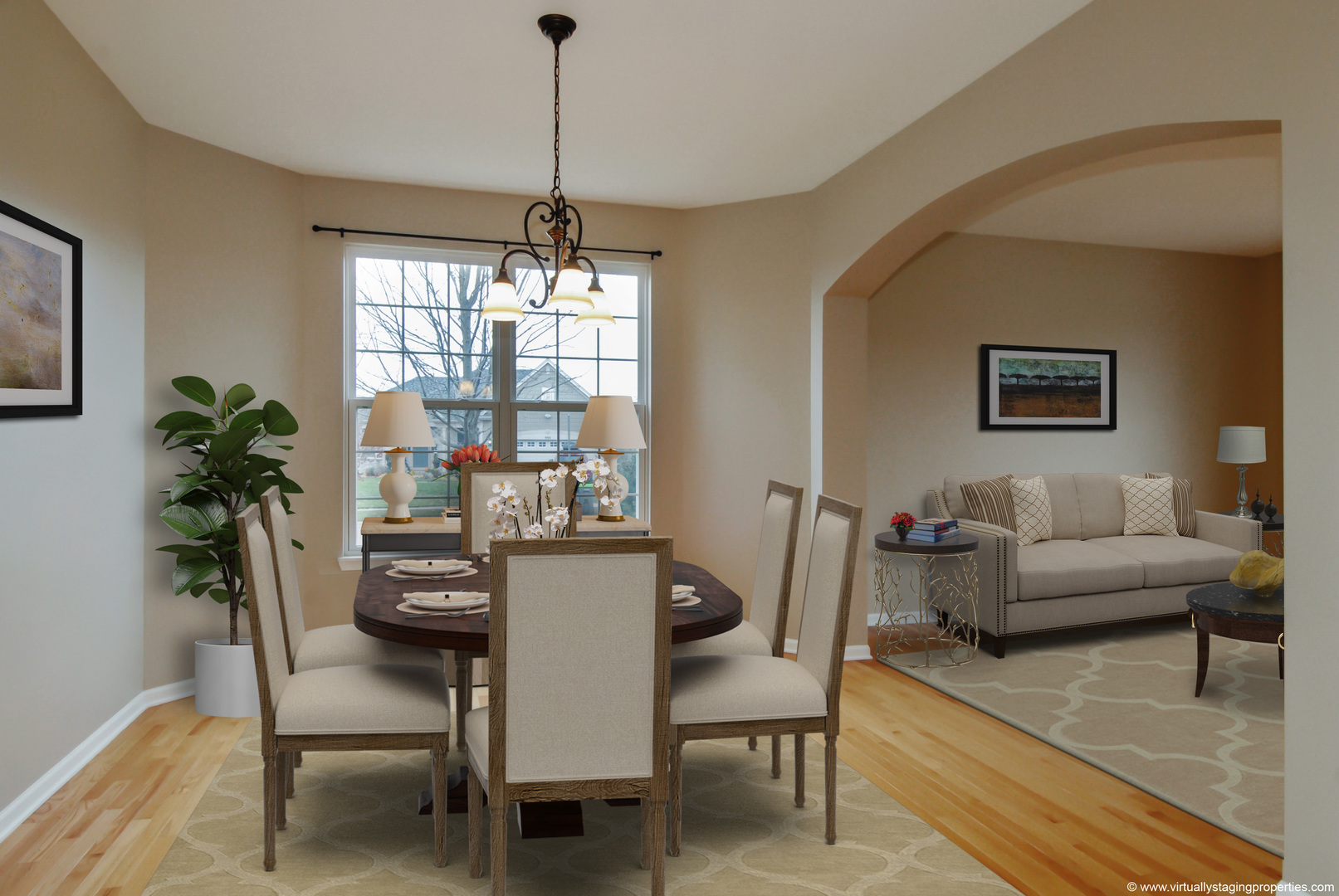 805 Myers Road Sugar Grove, IL 60554 - Photo 9 of 27 a dining room with furniture potted plants and wooden floor