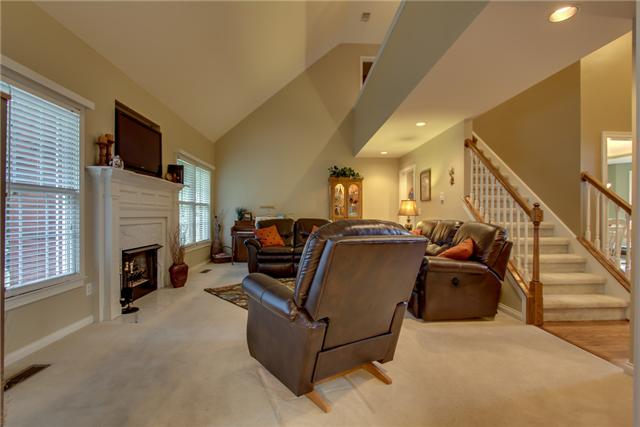 The open Great Room has soaring ceilings.