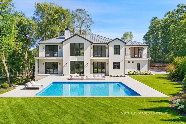 a view of a house with a swimming pool