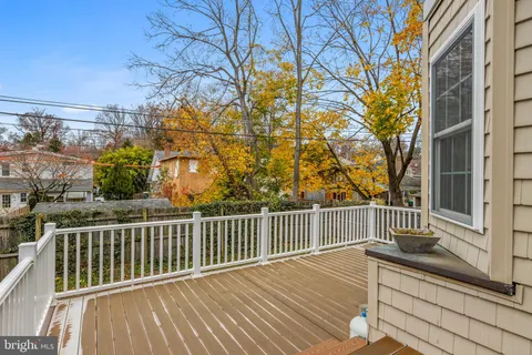 a view of a wooden roof deck