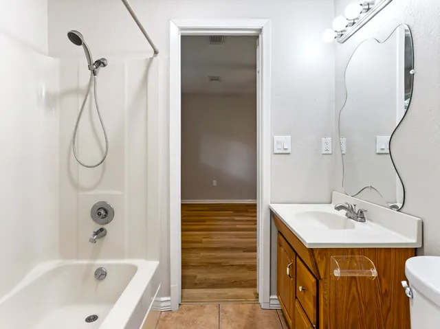 a view of an entryway with a door