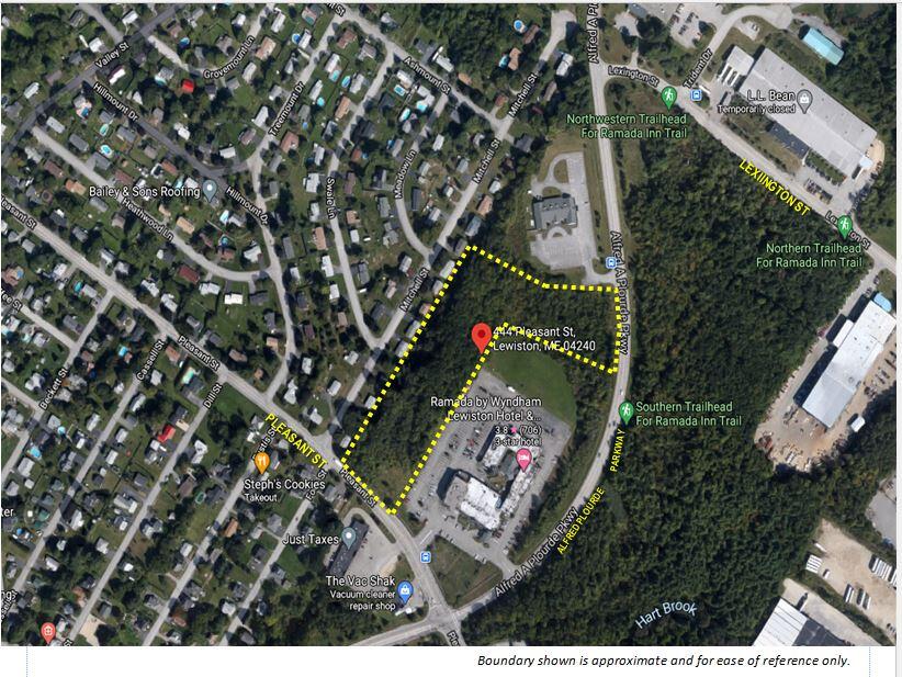 444 Pleasant Street Lewiston, ME 04240 - Photo 1 of 1 Aerial with Lot shown as marked