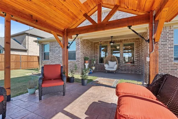 a outdoor living space with patio furniture