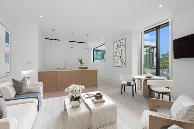 a view of a terrace with seating area