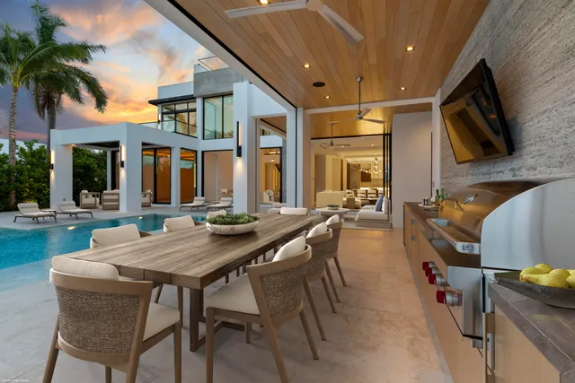 a view of a lake with a house