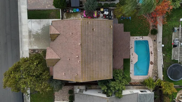 an aerial view of a house