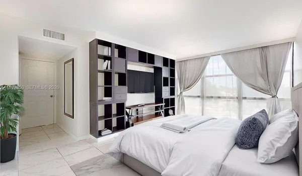 a picture of a room with a table and chairs