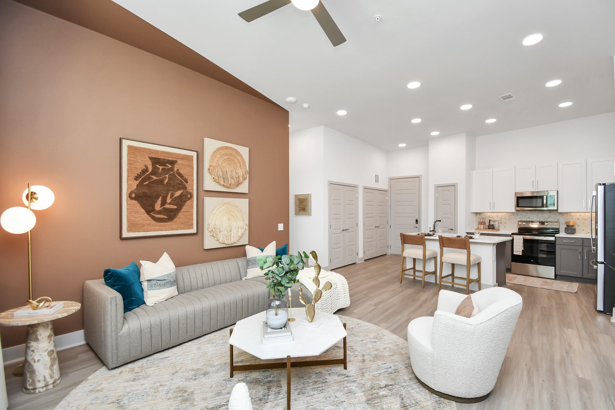 1617 Enid Street, Unit 177 Houston, TX 77009 - Photo 11 of 50 a living room with furniture and a view of kitchen