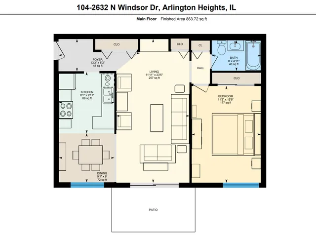 $169,000 | 2632 North Windsor Drive, Unit 104, Arlington Heights, IL 60004