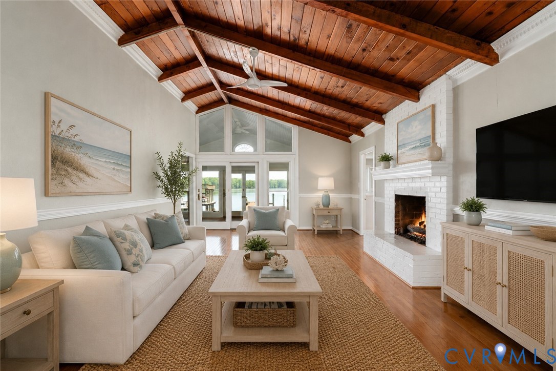 3032 North Riverside Drive Lanexa, VA 23089 - Photo 12 of 33 Vaulted wood-paneled ceiling with exposed beams, w