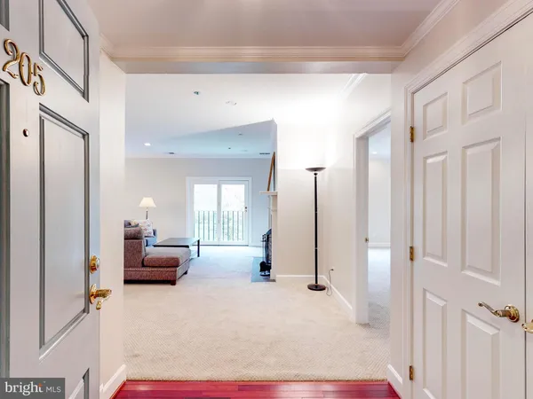 a living room with furniture and a walk in closet