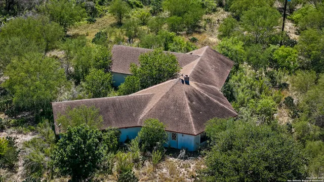 an aerial view of a house