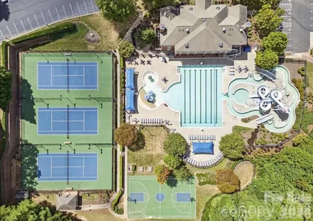 an aerial view of a house