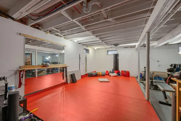 a view of a room with gym equipment