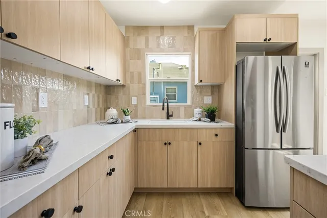 a view of a small space with a window