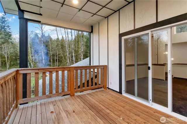 a view of wooden deck