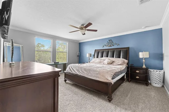 a bedroom with a bed dresser and a flat screen tv